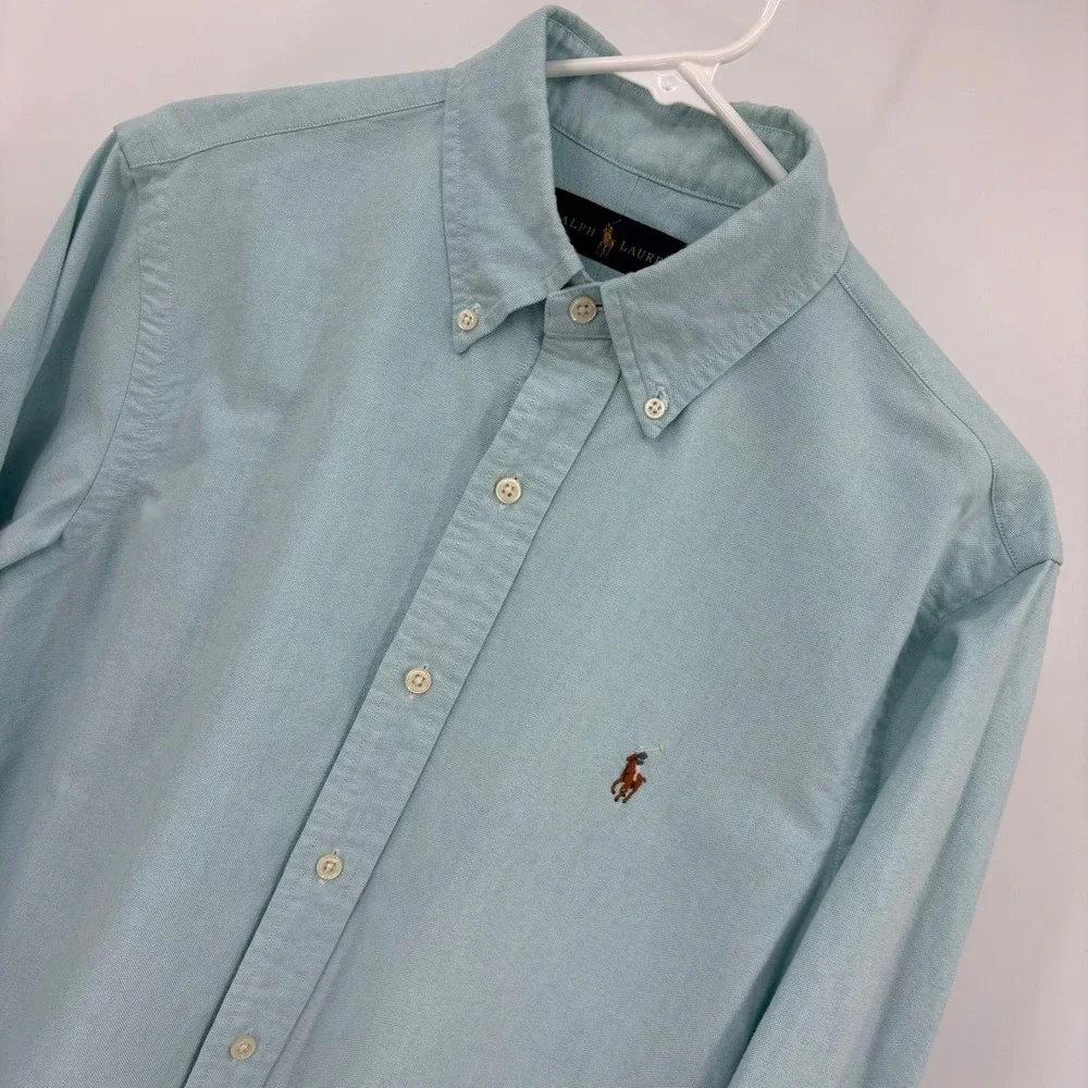 Polo Ralph Lauren Oxford Shirt Mens M Light Blue Excellent Long Sleeve Button Up